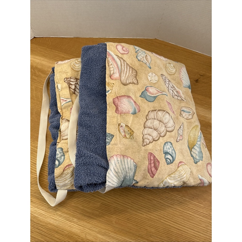 Set Of 2 Foldable Bag Beach Towels 34"x67" Seashells Blue - Picture 7 of 7